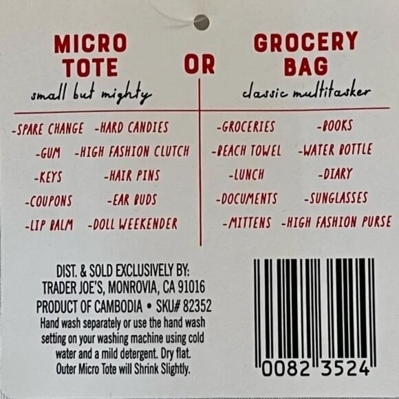 Trader Joe's Green Canvas Micro Tote - Picture 2 of 4